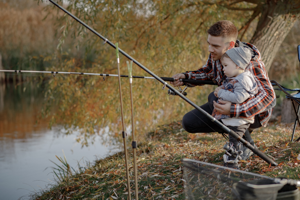 dad and son fishing in shelton